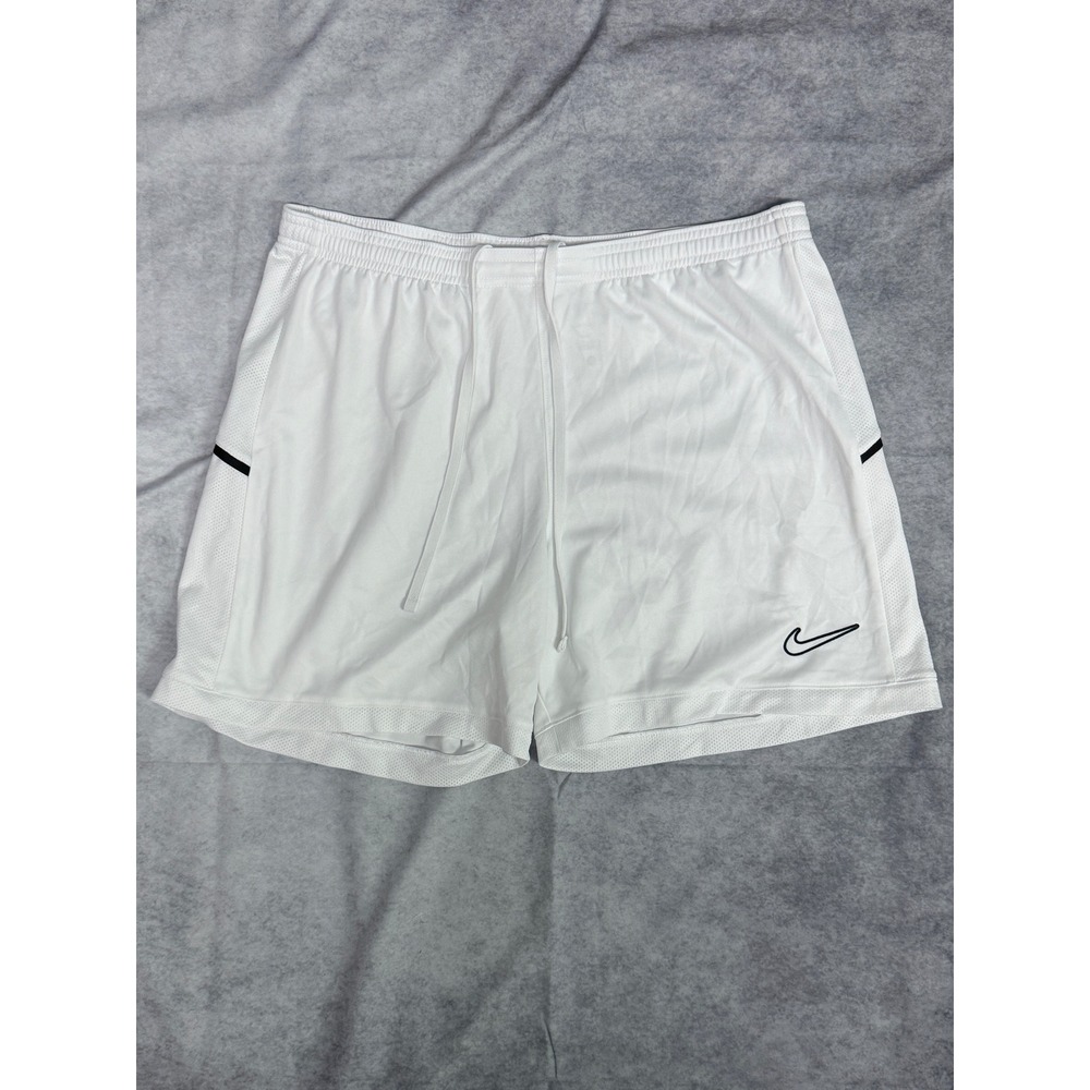 Nike Dri-FIT Soccer Shorts Mens Large White Athletic Running Gym Training